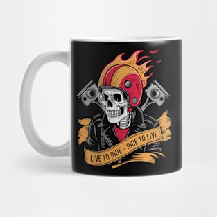 Skeleton Biker | Live to Ride & Ride to Live | T Shirt Design Mug